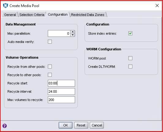 Media Pool Configuration Properties.